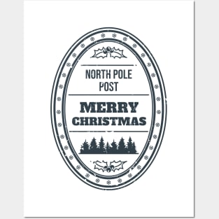 Santa Claus North Pole Post Stamp Merry Christmas Posters and Art